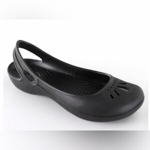 CROCS  Mary Jane Style Women's asize 7 Black Slip-On Shoes Ballet Flats KADEE